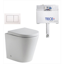 Faith Rimless In-wall Toilet Suite S&P Trap with Square ABS Gloss White Button 