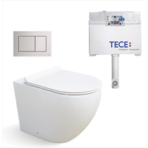 Cai In-wall Toilet Suite S&P Trap with Square ABS Matte Chrome Button 