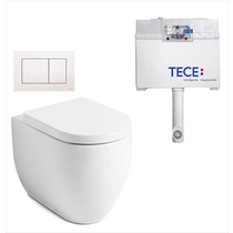 Flo Rimless In-wall Toilet Suite S&P Trap with Square ABS Matte White Button 
