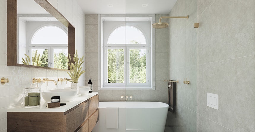 The Block 2019 Andy & Deb Main Bathroom - Scandinavian Lux Complete Bathroom Package