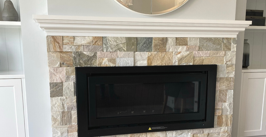 Stacked Stone Fireplace