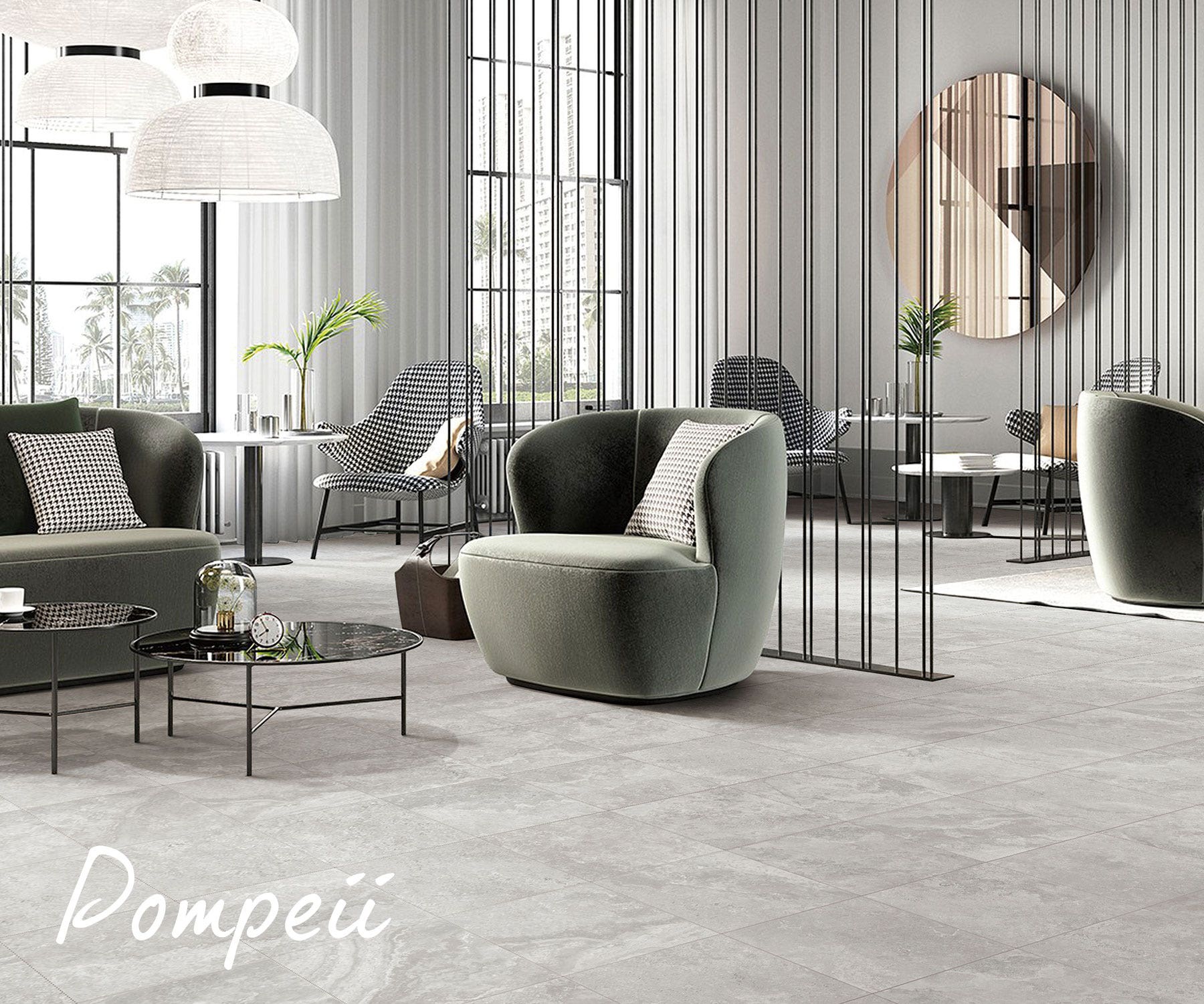 A beautiful and luxury living room with Pompeii, Beaumonts' tile of the year